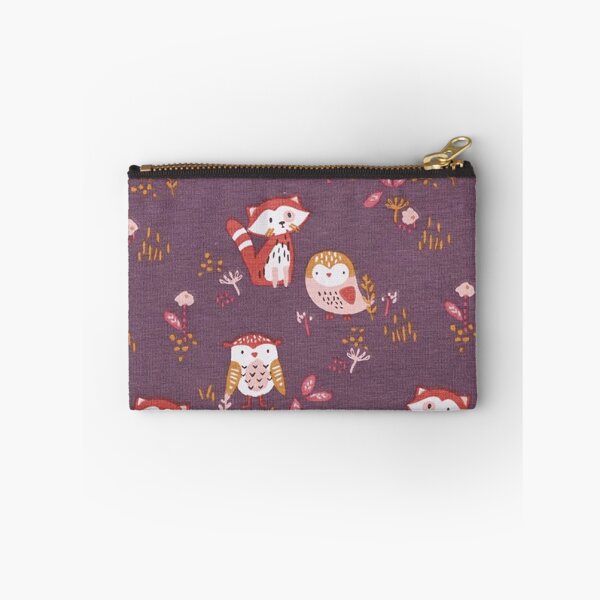Item preview, Red panda and owl cotton jersey - aubergine designed and sold by jwebmarket.