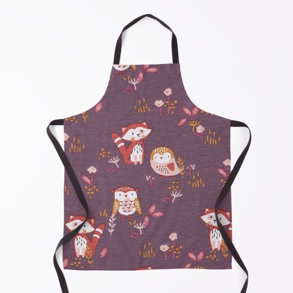Item preview, Red panda and owl cotton jersey - aubergine designed and sold by jwebmarket.