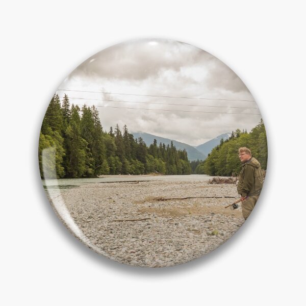 Item preview, A fisherman standing beside the upper Kalum River in British Columbia, Canada designed and sold by SnapTPhotograph.