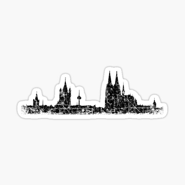 Köln Skyline (Vintage/Schwarz) Sticker