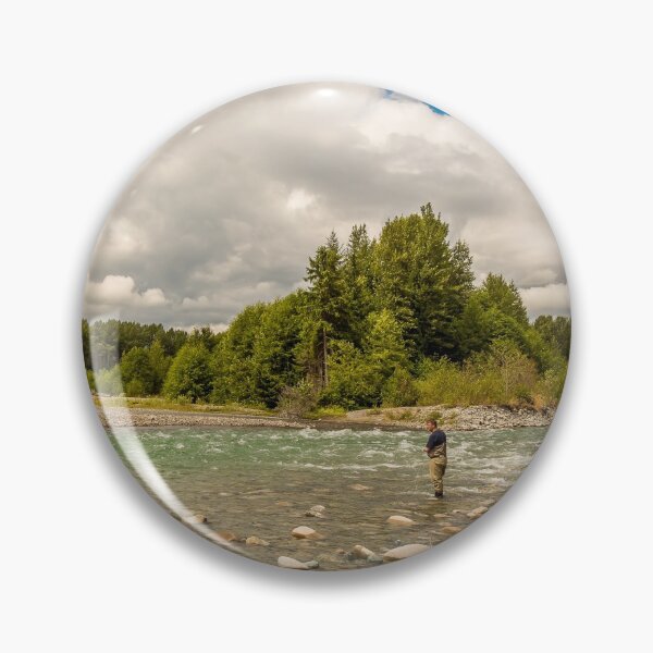 Item preview, A fly fisherman fishing the fast flowing, green glacial Kitimat River, in North West British Columbia, Canada. designed and sold by SnapTPhotograph.