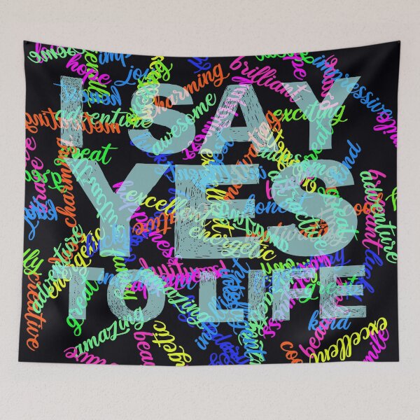 Item preview, I say YES to life, word cloud typography design! designed and sold by Henri Vellart.