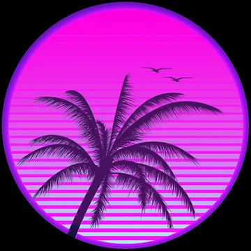 Artwork thumbnail, Retro sunset palm by Rakos-Merch