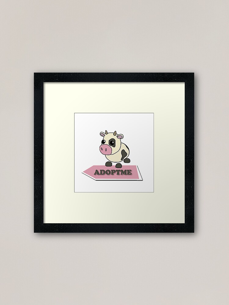 Cow Adopt Me Pet Roblox White Framed Art Print By Totkisha1 Redbubble - dog pic for roblox