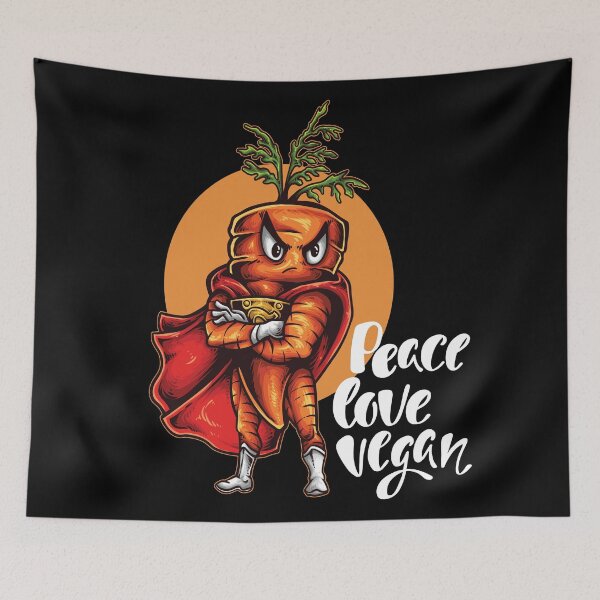 Item preview, Peace Love Vegan Carrot Superhero Foodie Vegetable designed and sold by ProjectX23.
