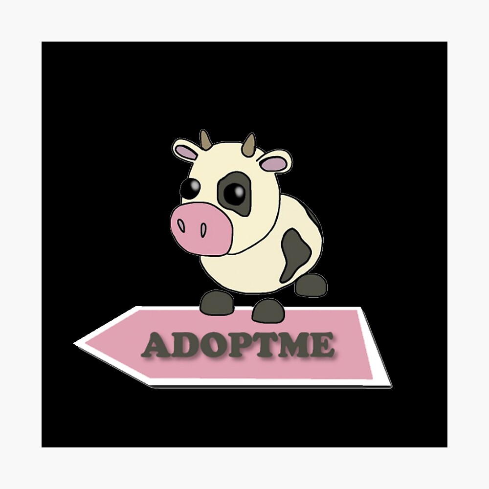 Cow Adopt Me Pet Roblox Black Framed Art Print By Totkisha1 Redbubble - roblox adopt me pets pictures cow