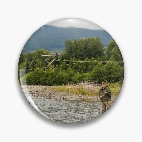 Item preview, A fly fisherman hooked into a fish on the Kitimat River, in British Columbia designed and sold by SnapTPhotograph.