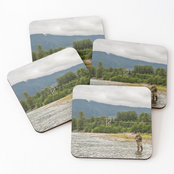 Item preview, A fly fisherman hooked into a fish on the Kitimat River, in British Columbia designed and sold by SnapTPhotograph.