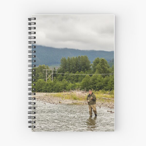 Item preview, A fly fisherman hooked into a fish on the Kitimat River, in British Columbia designed and sold by SnapTPhotograph.