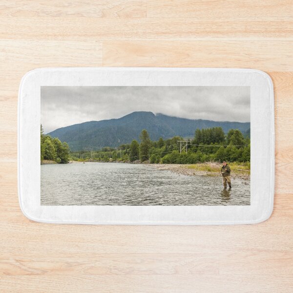 Item preview, A fly fisherman hooked into a fish on the Kitimat River, in British Columbia designed and sold by SnapTPhotograph.