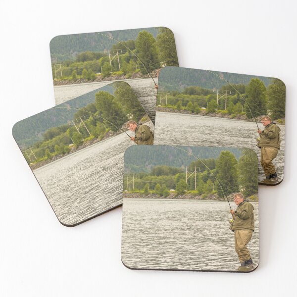 Item preview, A fly fisherman hooked into a salmon on the Kitimat River, in British Columbia designed and sold by SnapTPhotograph.