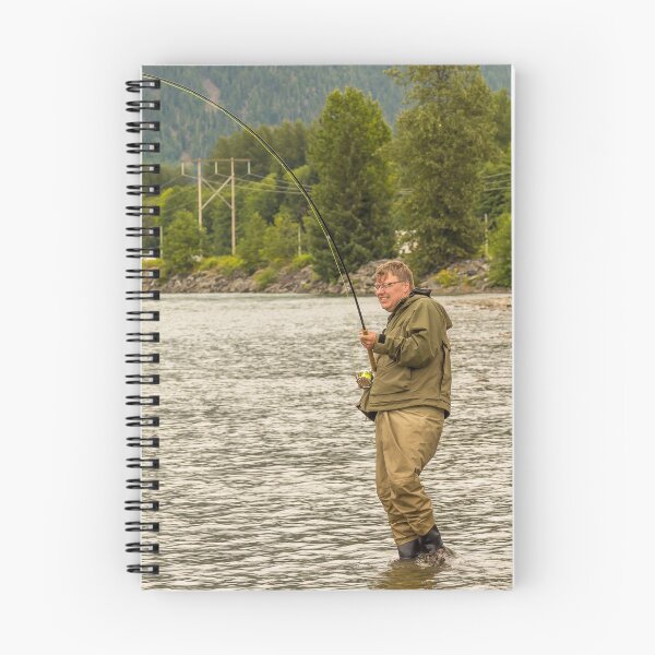 Item preview, A fly fisherman hooked into a salmon on the Kitimat River, in British Columbia designed and sold by SnapTPhotograph.