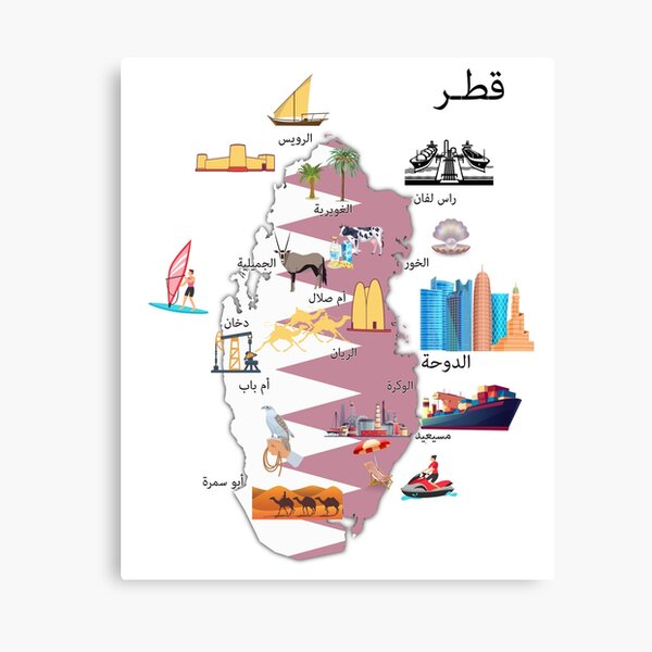 Item preview, خريطة دولة قطر مع اهم المعالم السياحية  واسماء أهم المدن والبلدات  designed and sold by mashmosh.