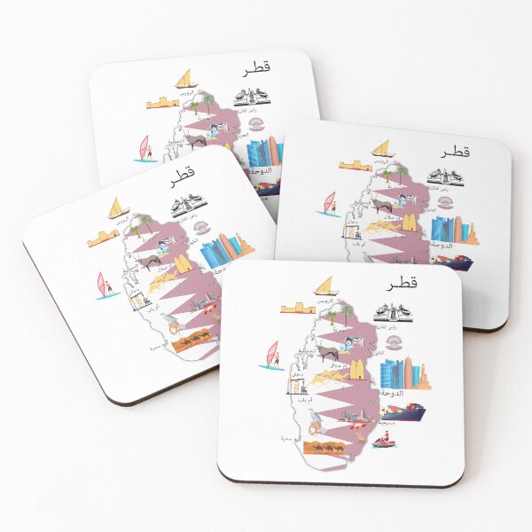 Item preview, خريطة دولة قطر مع اهم المعالم السياحية  واسماء أهم المدن والبلدات  designed and sold by mashmosh.