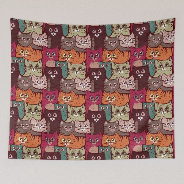 Item preview, a crowd of cute cartoon colorful cats designed and sold by luboffke.