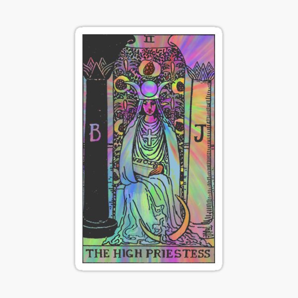 (High Resolution) The High Priestess - Psychedelic Rider Waite Tarot Card Sticker