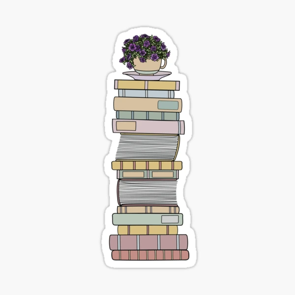 I'm Booked Green and Blue Bookstack Whimsical Sticker 