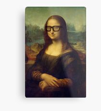 Hipster Glasses Mona Lisa - Leonardo da Vinci Metal Print