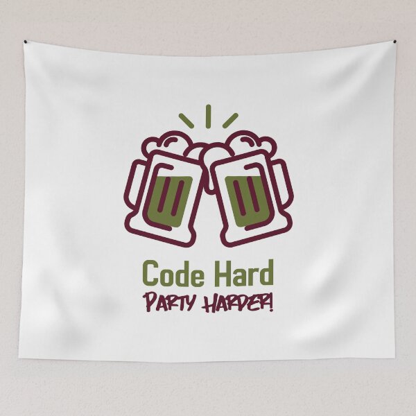 Aperçu de l'œuvre Chemise de codage Code Hard Party Harder créée et vendue par SpooTeeDesign.
