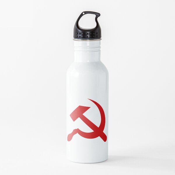 A red hammer and sickle design from the naval ensign of the Soviet Union Water Bottle