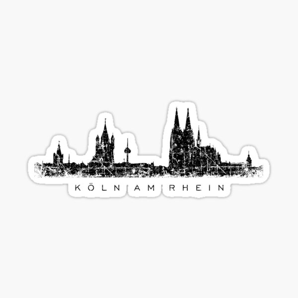 Köln am Rhein Skyline (Vintage/Schwarz) Sticker