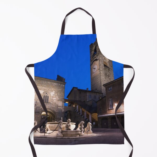 Item preview, Beautiful Bergamo at Night - Piazza Vecchia Contarini Fountain and Campanone Clocktower designed and sold by Georgia Mizuleva.