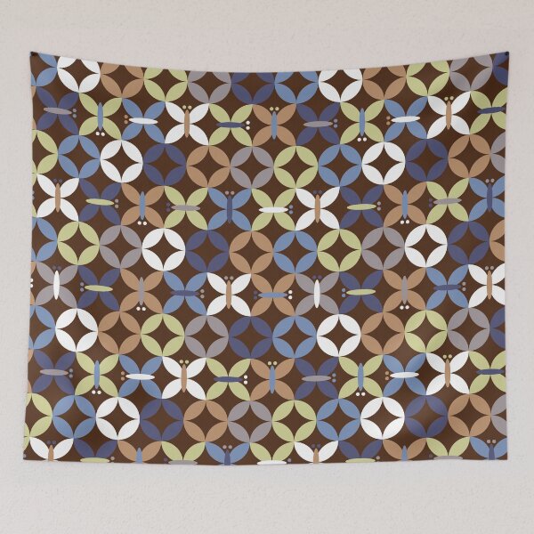 Item preview, Butterflies in blue, light green and white on dark brown, seamless pattern designed and sold by colorofmagic.