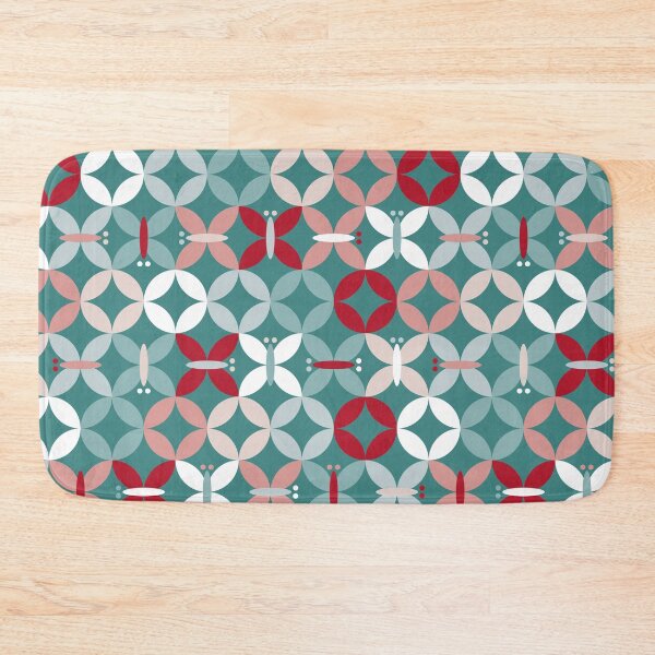 Item preview, geometric butterflies in red and white on green designed and sold by colorofmagic.