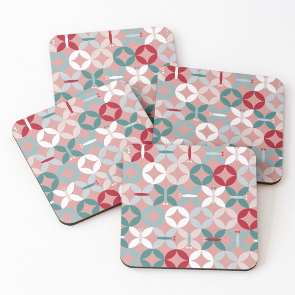 Item preview, Butterflies in red, green and white on pink, seamless pattern designed and sold by colorofmagic.