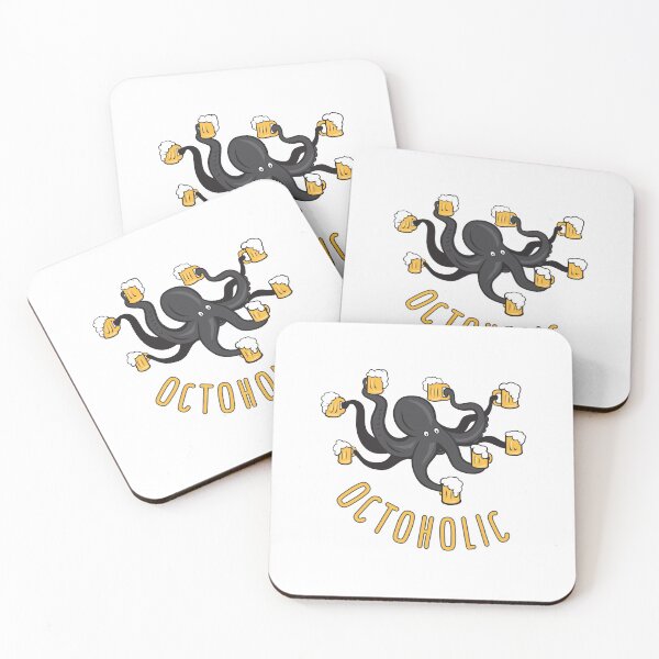 Item preview, octoholic funny octopus drinking alcohol designed and sold by AnujShah7.