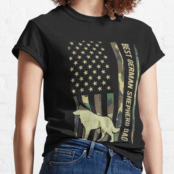 Best German Shepherd Dog Dad Camouflage American Flag Classic T-Shirt