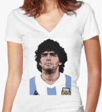Maradona - best soccer player Women's Fitted V-Neck T-Shirt