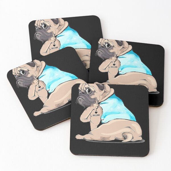Item preview, I Love Mom Funny Pug Tattooed designed and sold by EmilyPippin.