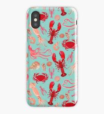 Crustaceans, sea life, ocean, nature, illustration, andrea lauren, pattern, print, nursery, baby, kids, sea, nautical, baby, squid, crab, shrimp, fishing, fish, lobster, iPhone Case