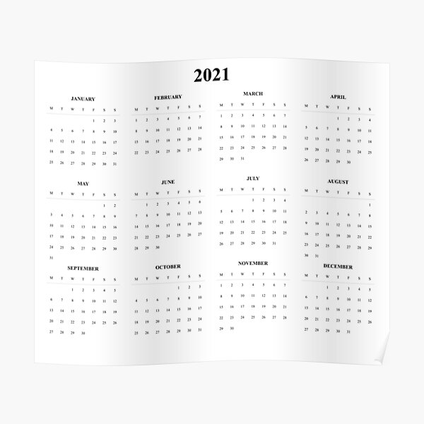 Calendar 2021 Home Posters Redbubble