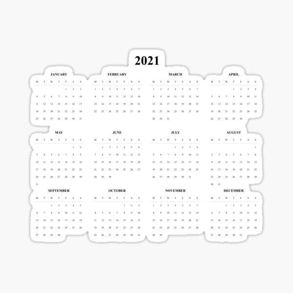 2021 Calendar Stickers Redbubble