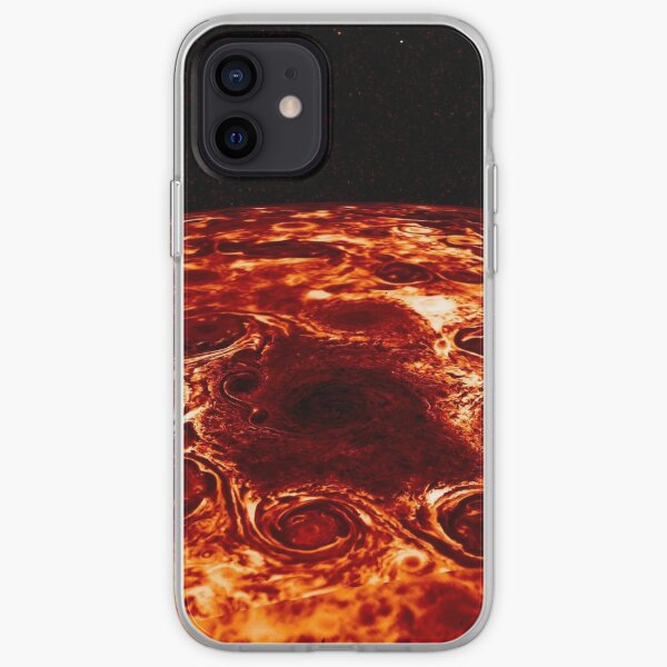 JIRAM imagery of Jupiter's north pole and its hypnotic, seemingly stable arrangement of eight cyclones around a central, large vortex iPhone Soft Case