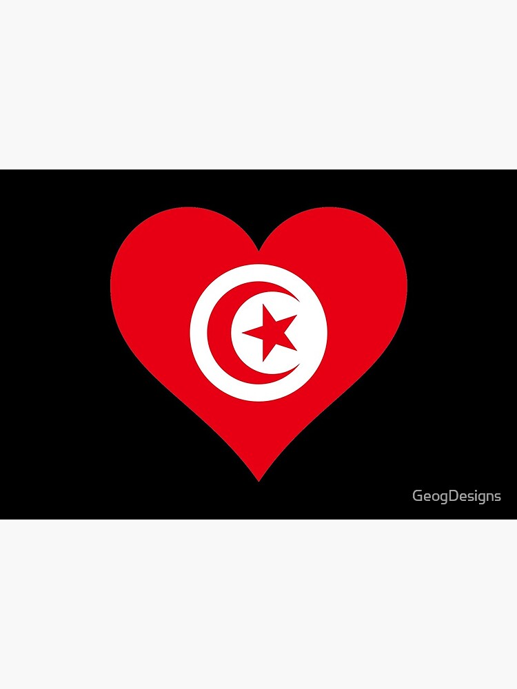 Impression rigide avec l'œuvre « Tunisie drapeau tunisien drapeau coeur »  de l'artiste GeogDesigns