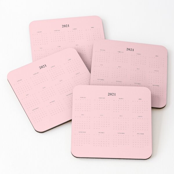 Item preview, Simple Calendar 2021- Balck text-light pink background- Starting Monday designed and sold by CSouissi.