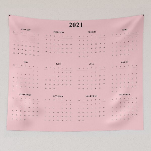 Item preview, Simple Calendar 2021- Balck text-light pink background- Starting Monday designed and sold by CSouissi.
