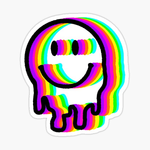 Trippy Neon Drippy Smile Sticker
