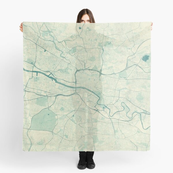 Glasgow Map Blue Vintage Scarf