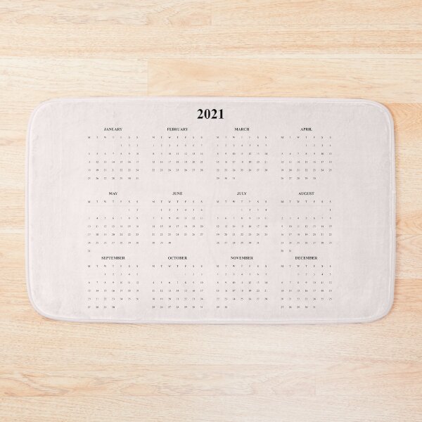 Item preview, Simple Calendar 2021- Balck text-light pink background_ Starting Monday designed and sold by CSouissi.