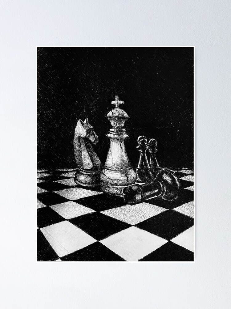 Chess Board Sketch Digital Art. for Home or Office. (Download Now) 