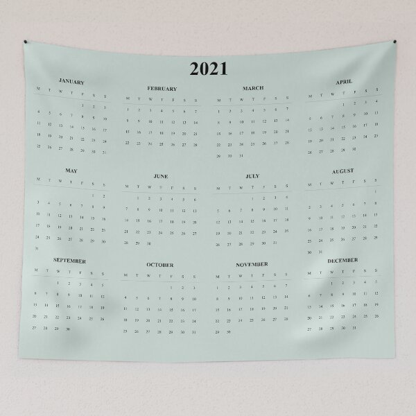 Item preview, Simple Calendar 2021- Balck text-light green background_ Starting Monday designed and sold by CSouissi.