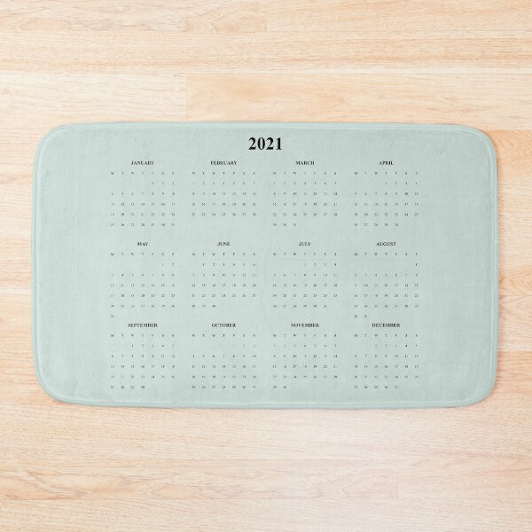 Item preview, Simple Calendar 2021- Balck text-light green background_ Starting Monday designed and sold by CSouissi.