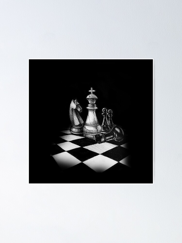 Chess Pieces 3 Black Chessboard Setup Board Game (Download Now) 