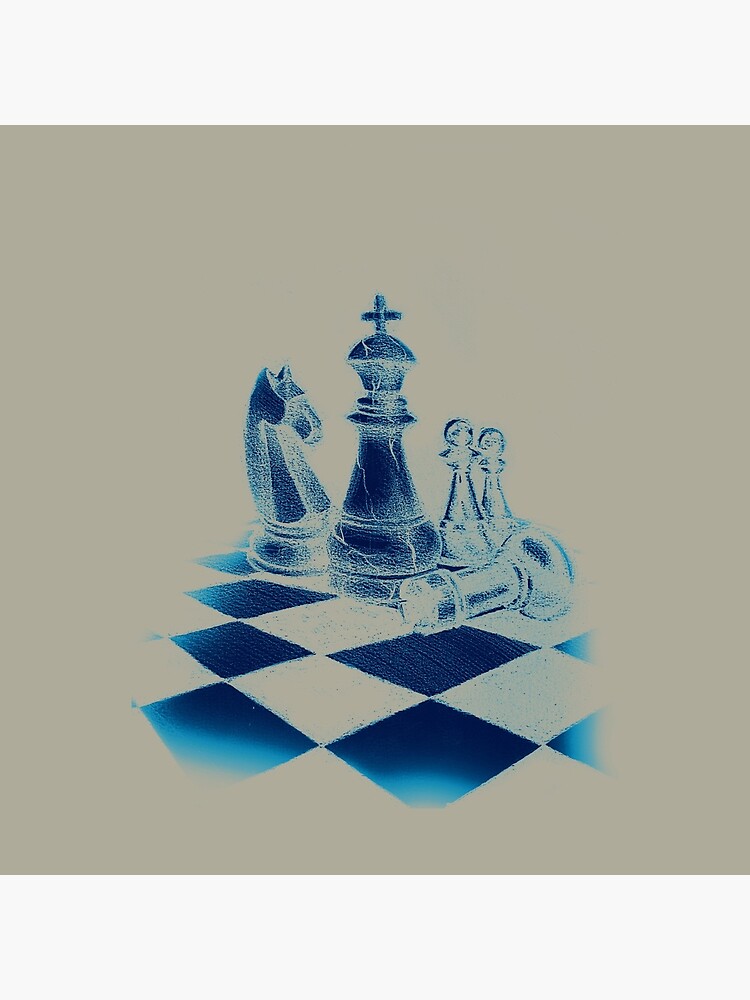 Conceptual sketch image with chess pieces on white background