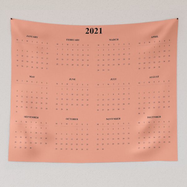Item preview, Simple Calendar 2021- Balck text-light orange background_ Starting Monday designed and sold by CSouissi.