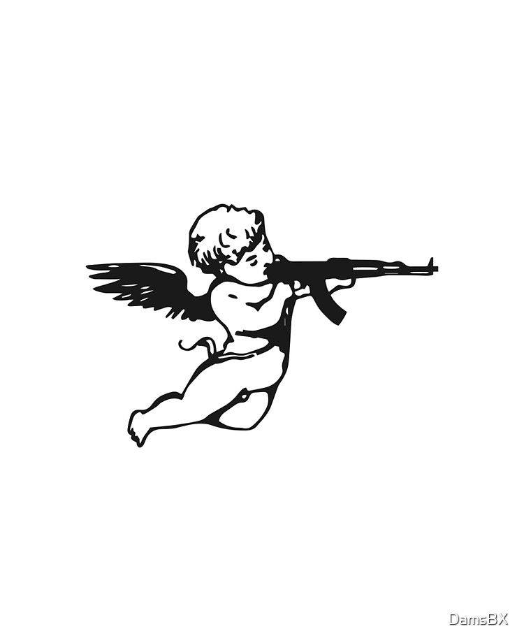 Angel with machine gun Sticker for Sale by elinaarbidane  Redbubble